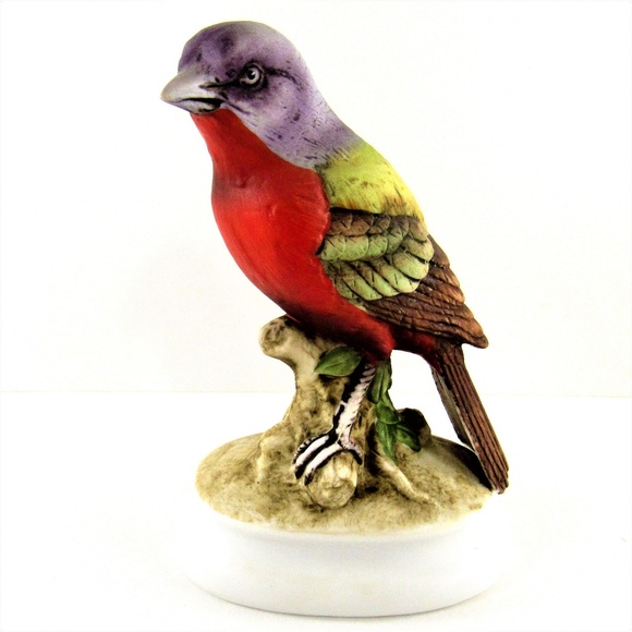 Lefton Painted Bunting Figurine #KW1884 Red 5" - Picture 1 of 5